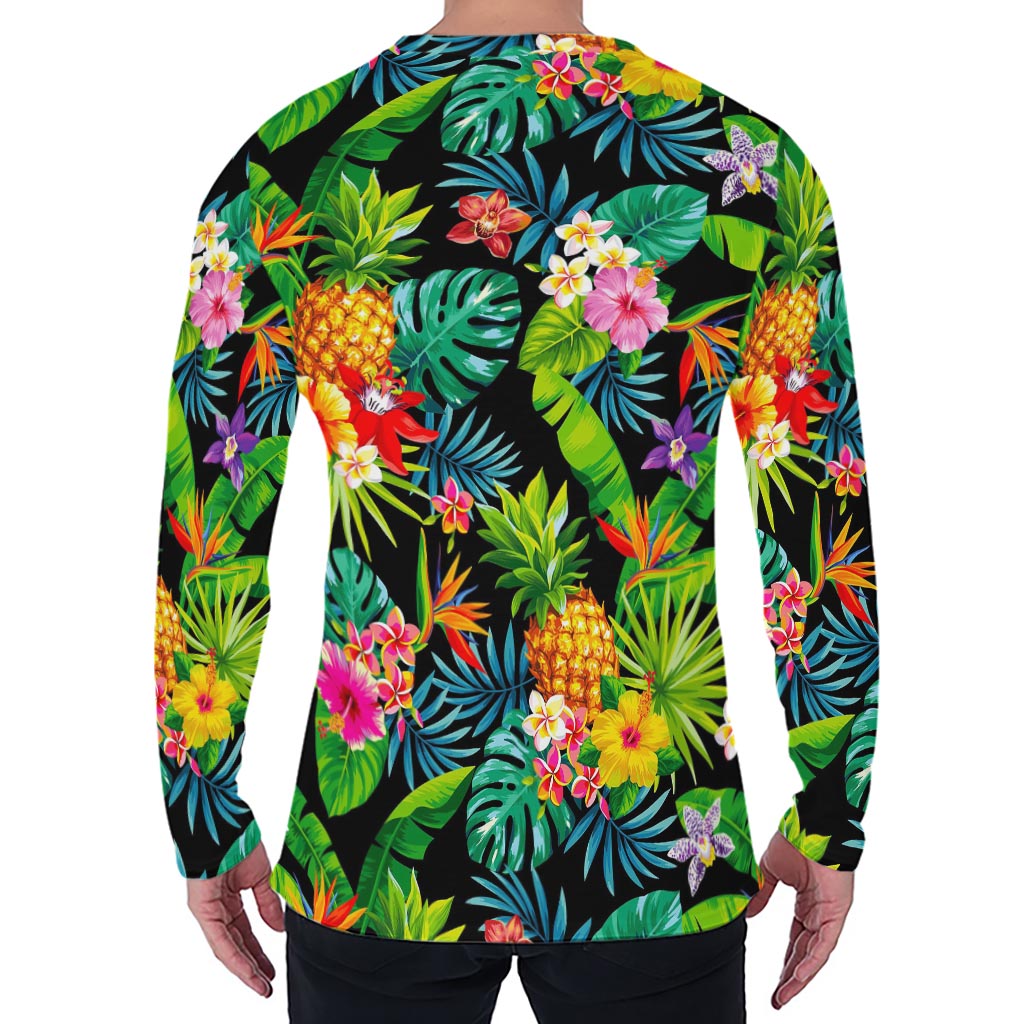 Aloha Hawaiian Tropical Pattern Print Men's Long Sleeve T-Shirt