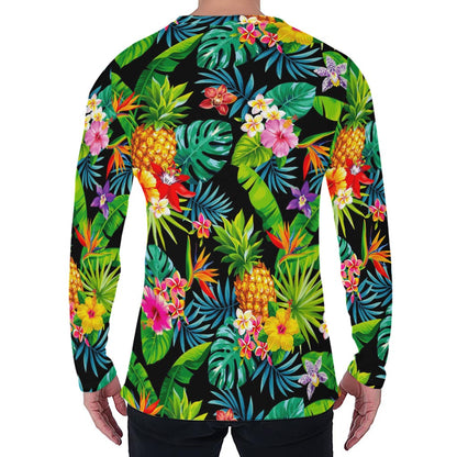Aloha Hawaiian Tropical Pattern Print Men's Long Sleeve T-Shirt