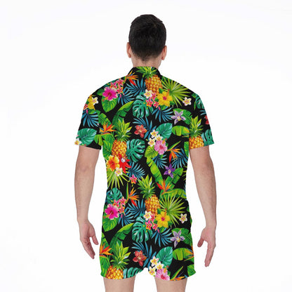 Aloha Hawaiian Tropical Pattern Print Men's Rompers