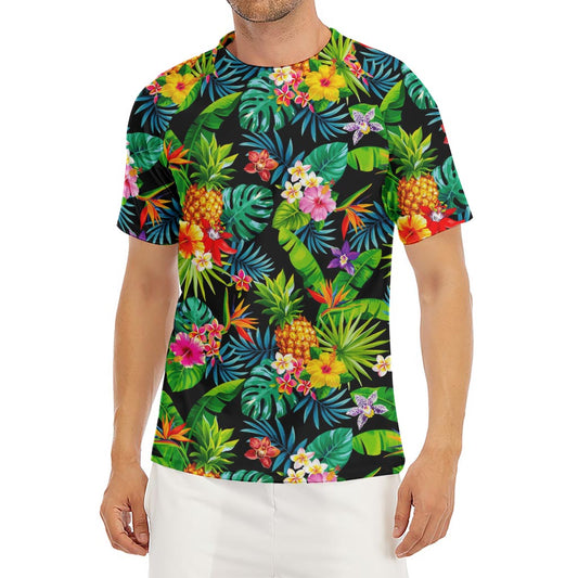 Aloha Hawaiian Tropical Pattern Print Men's Short Sleeve Rash Guard