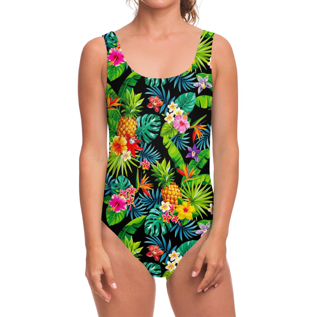 Aloha Hawaiian Tropical Pattern Print One Piece Swimsuit