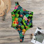 Aloha Hawaiian Tropical Pattern Print One Shoulder Bodysuit