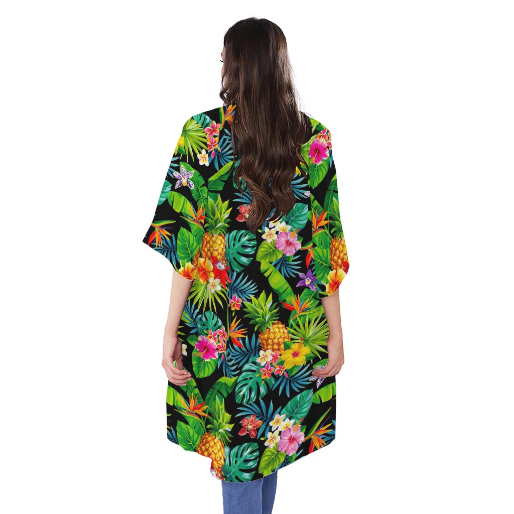 Aloha Hawaiian Tropical Pattern Print Open Front Beach Cover Up