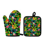Aloha Hawaiian Tropical Pattern Print Oven Mitt And Pot Holder Set