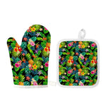 Aloha Hawaiian Tropical Pattern Print Oven Mitt And Pot Holder Set