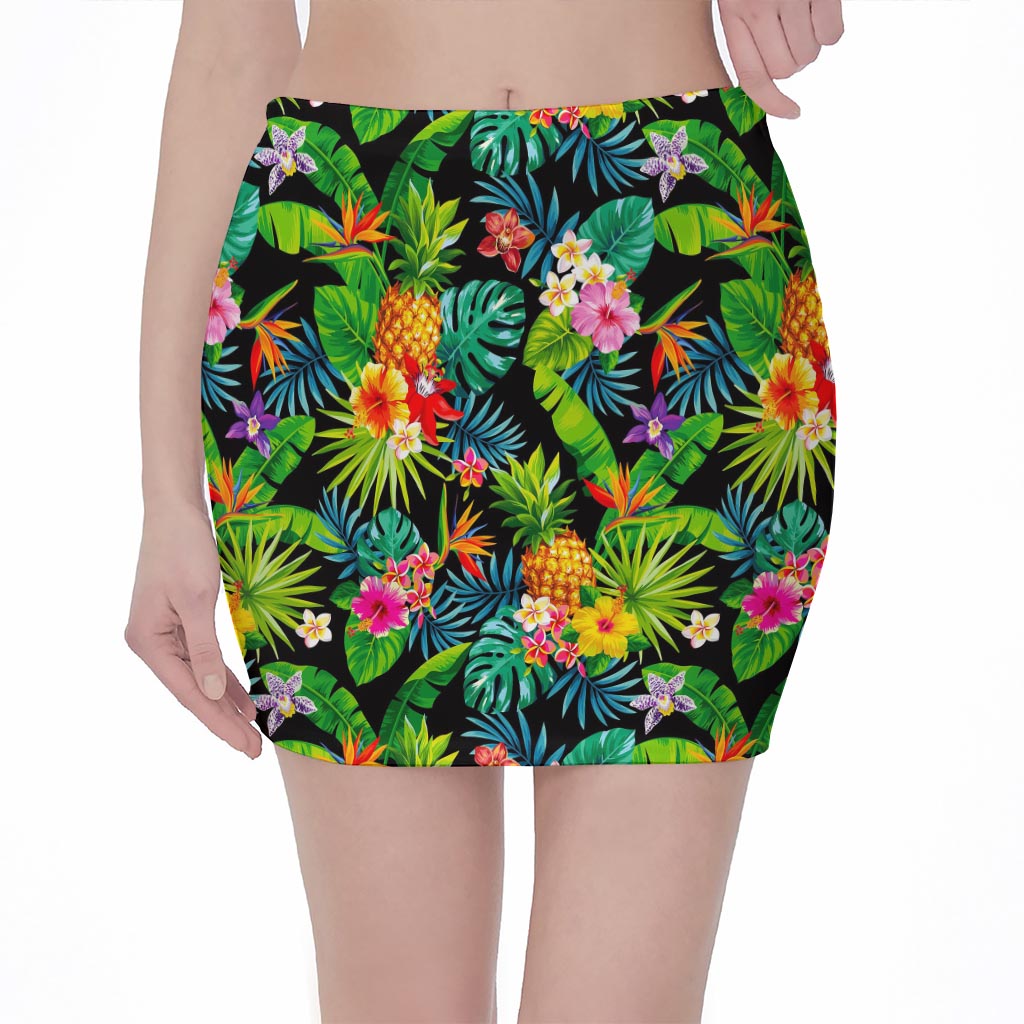 Aloha Hawaiian Tropical Pattern Print Pencil Mini Skirt