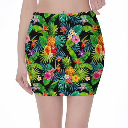 Aloha Hawaiian Tropical Pattern Print Pencil Mini Skirt