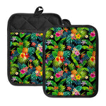 Aloha Hawaiian Tropical Pattern Print Pot Holders With Pocket