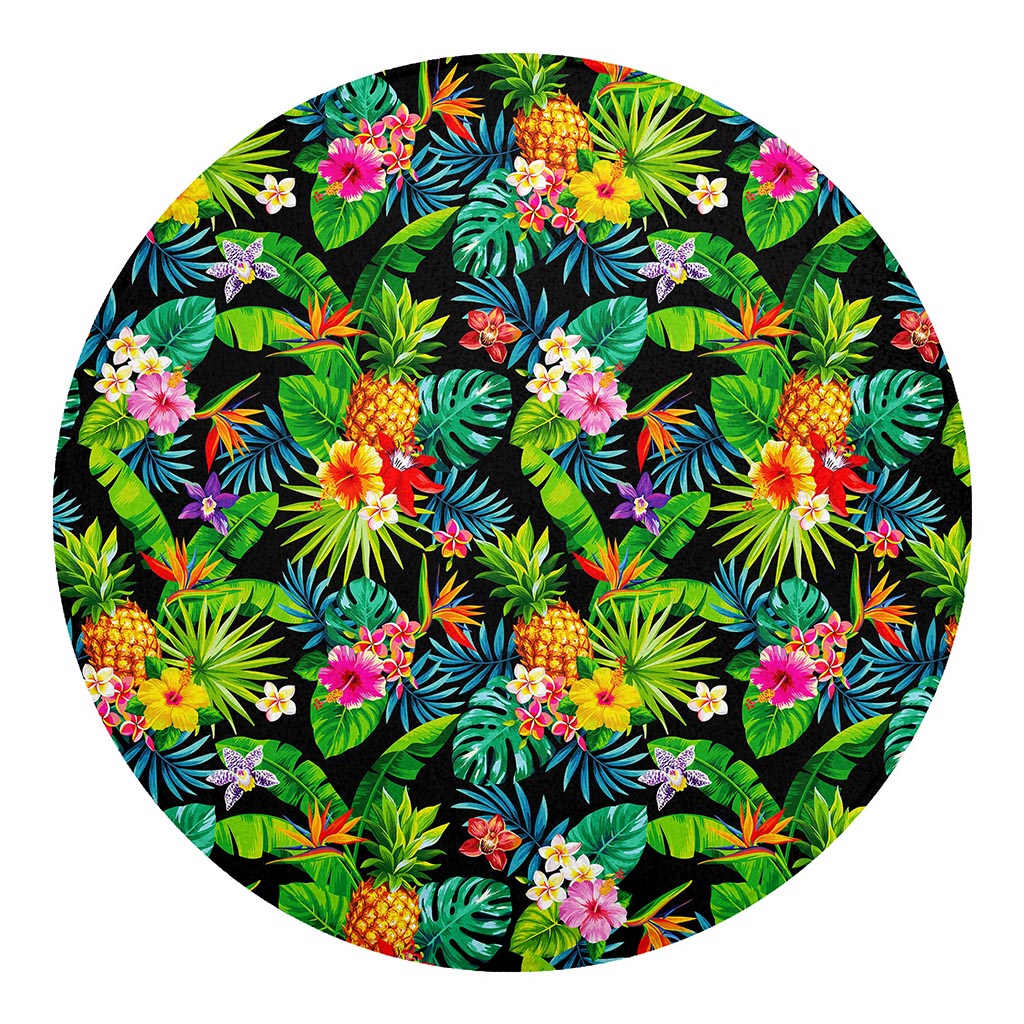 Aloha Hawaiian Tropical Pattern Print Round Blanket