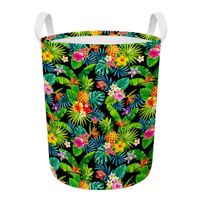 Aloha Hawaiian Tropical Pattern Print Round Laundry Basket