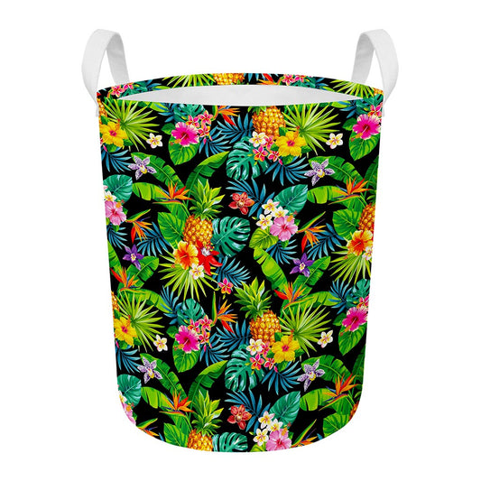 Aloha Hawaiian Tropical Pattern Print Round Laundry Basket