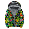 Aloha Hawaiian Tropical Pattern Print Sherpa Lined Zip Up Hoodie