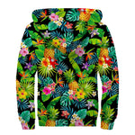 Aloha Hawaiian Tropical Pattern Print Sherpa Lined Zip Up Hoodie