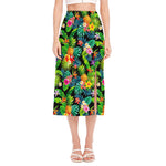 Aloha Hawaiian Tropical Pattern Print Side Slit Midi Skirt