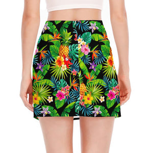 Aloha Hawaiian Tropical Pattern Print Side Slit Mini Skirt