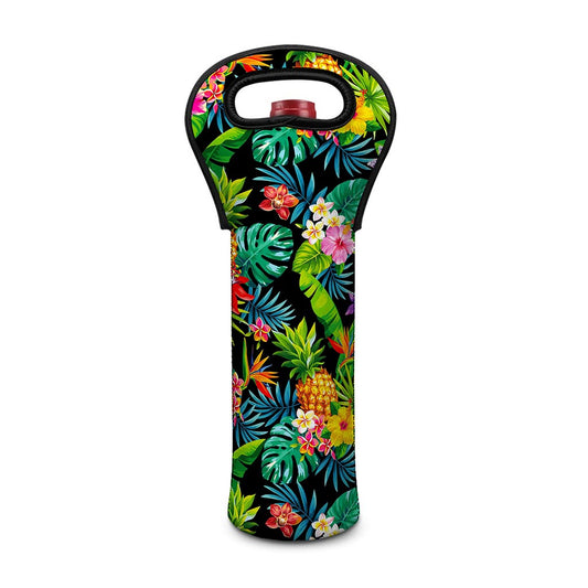 Aloha Hawaiian Tropical Pattern Print Single Neoprene Wine Tote