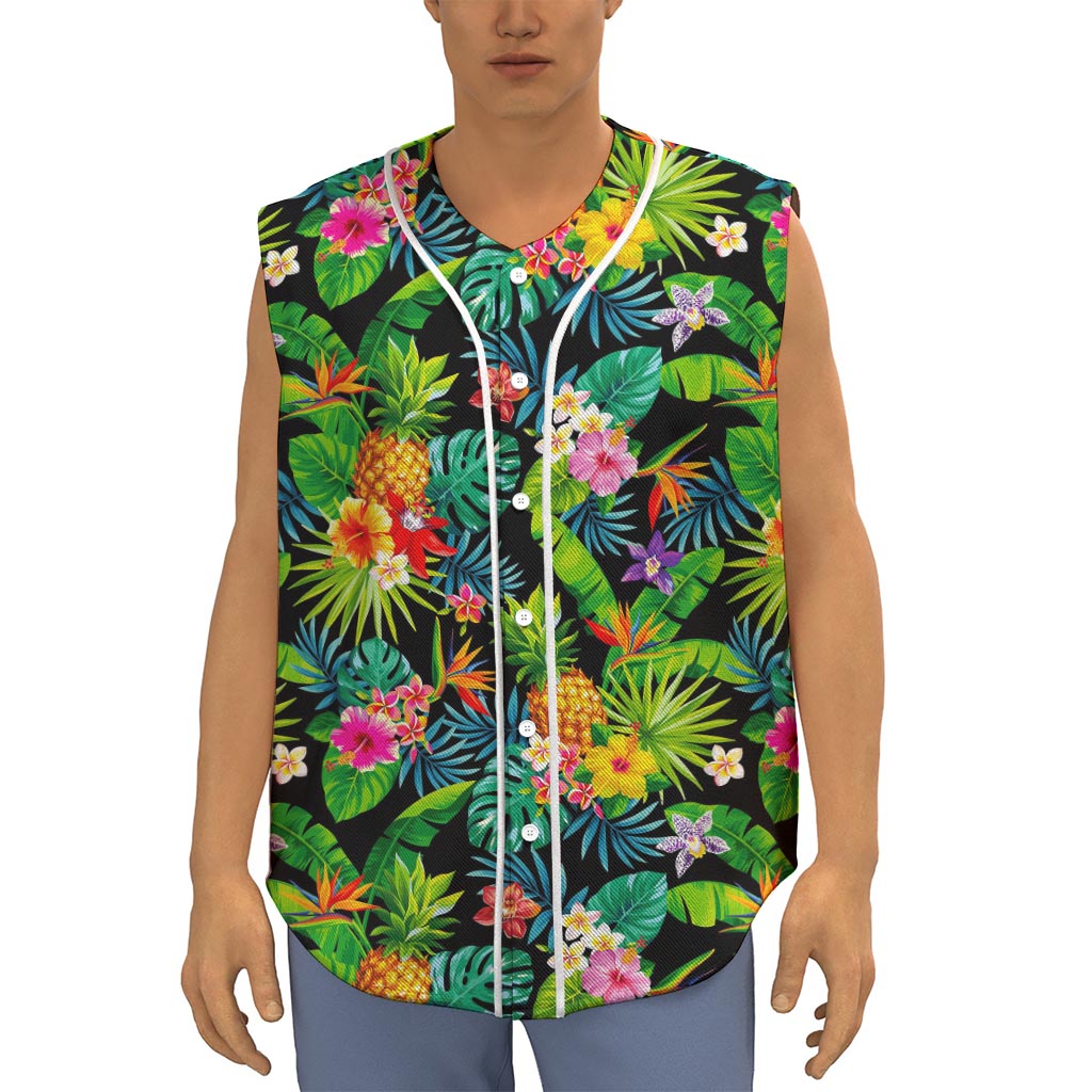 Aloha Hawaiian Tropical Pattern Print Sleeveless Baseball Jersey