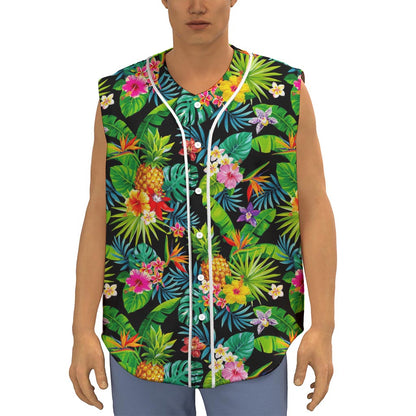 Aloha Hawaiian Tropical Pattern Print Sleeveless Baseball Jersey