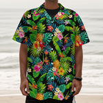 Aloha Hawaiian Tropical Pattern Print Textured Short Sleeve Shirt