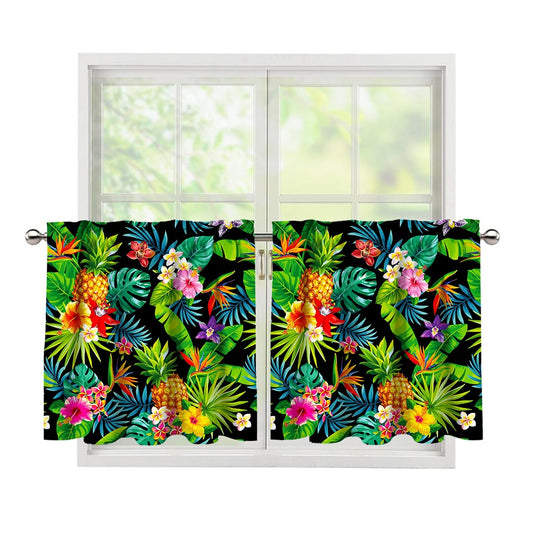 Aloha Hawaiian Tropical Pattern Print Tier Curtains