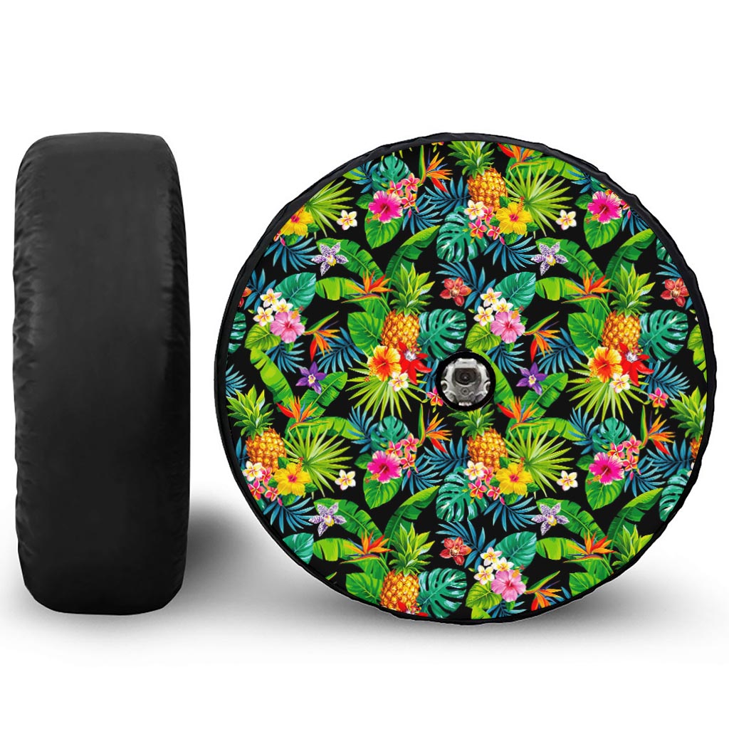 Aloha Hawaiian Tropical Pattern Print Tire Cover With Camera Hole