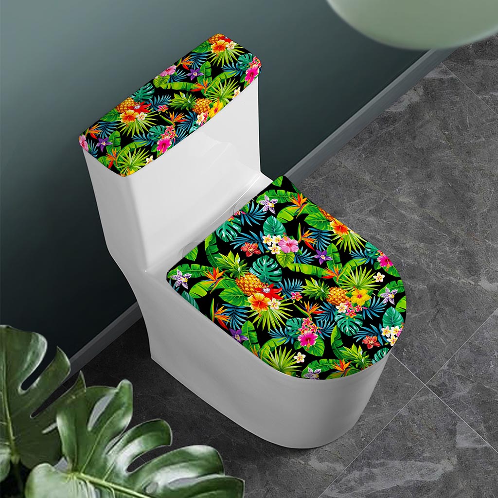 Aloha Hawaiian Tropical Pattern Print Toilet Lid And Tank Cover Set