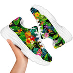 Aloha Hawaiian Tropical Pattern Print White Chunky Shoes
