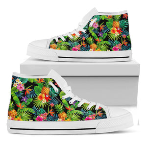 Aloha Hawaiian Tropical Pattern Print White High Top Sneakers