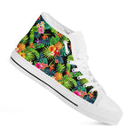 Aloha Hawaiian Tropical Pattern Print White High Top Sneakers