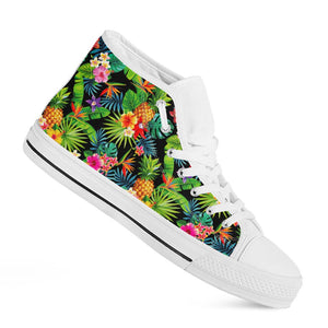 Aloha Hawaiian Tropical Pattern Print White High Top Sneakers