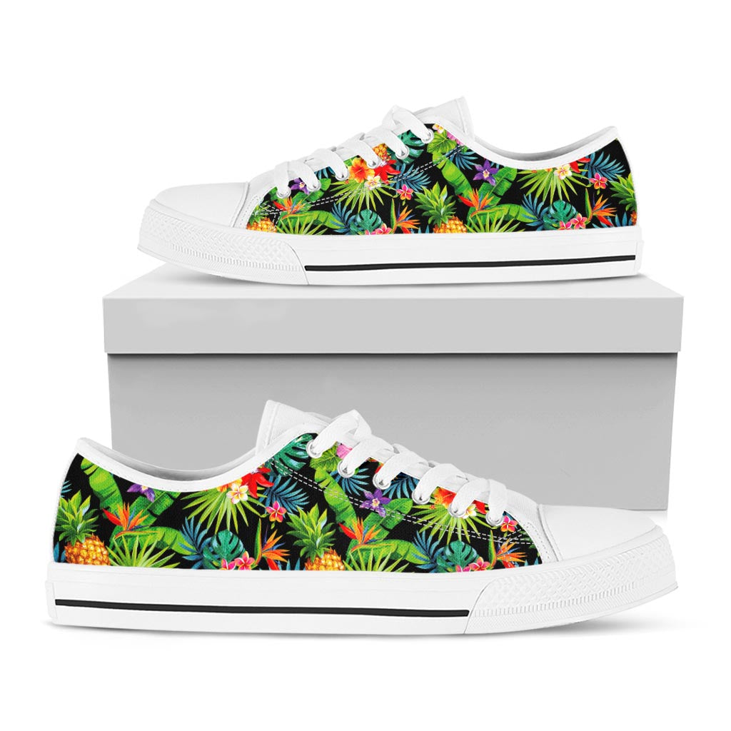 Aloha Hawaiian Tropical Pattern Print White Low Top Sneakers