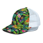 Aloha Hawaiian Tropical Pattern Print White Mesh Trucker Cap