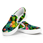 Aloha Hawaiian Tropical Pattern Print White Slip On Sneakers