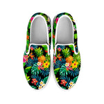 Aloha Hawaiian Tropical Pattern Print White Slip On Sneakers