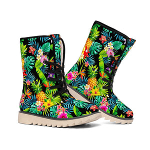 Aloha Hawaiian Tropical Pattern Print Winter Boots