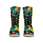 Aloha Hawaiian Tropical Pattern Print Winter Boots