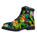 Aloha Hawaiian Tropical Pattern Print Padded Collar Lace Up Boots