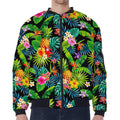 Aloha Hawaiian Tropical Pattern Print Zip Sleeve Bomber Jacket