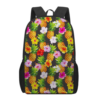 Aloha Hibiscus Pineapple Pattern Print 17 Inch Backpack