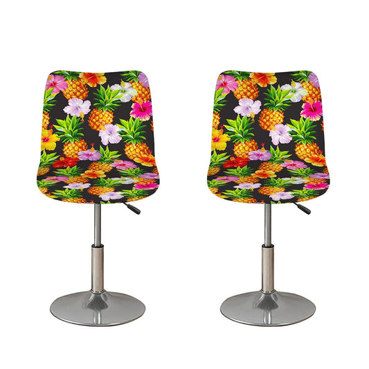 Aloha Hibiscus Pineapple Pattern Print Bar Stool Covers