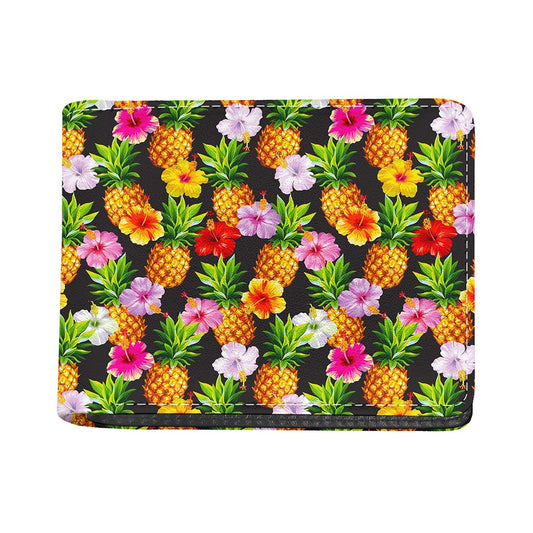 Aloha Hibiscus Pineapple Pattern Print Bifold Wallet