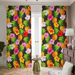 Aloha Hibiscus Pineapple Pattern Print Blackout Pencil Pleat Curtains