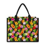 Aloha Hibiscus Pineapple Pattern Print Canvas Tote Bag