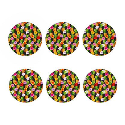 Aloha Hibiscus Pineapple Pattern Print Coaster Set