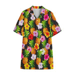Aloha Hibiscus Pineapple Pattern Print Cotton Hawaiian Shirt