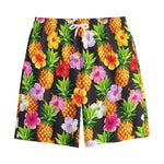 Aloha Hibiscus Pineapple Pattern Print Cotton Shorts