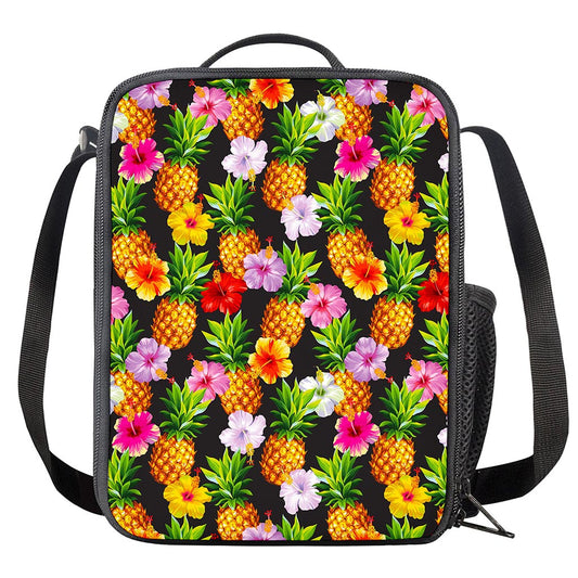 Aloha Hibiscus Pineapple Pattern Print Crossbody Lunch Bag