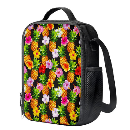 Aloha Hibiscus Pineapple Pattern Print Crossbody Lunch Bag