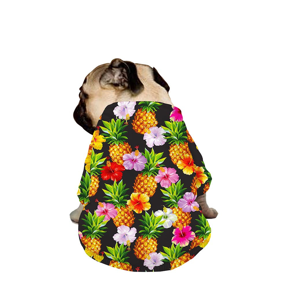 Aloha Hibiscus Pineapple Pattern Print Dog Zip Up Jacket