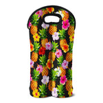 Aloha Hibiscus Pineapple Pattern Print Double Neoprene Wine Tote